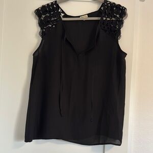 Lily White Black Embellished Tie Front Blouse
